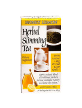 Honey lemon herbal slimming tea box, 24 tea bags, front with teacup and lemon graphics