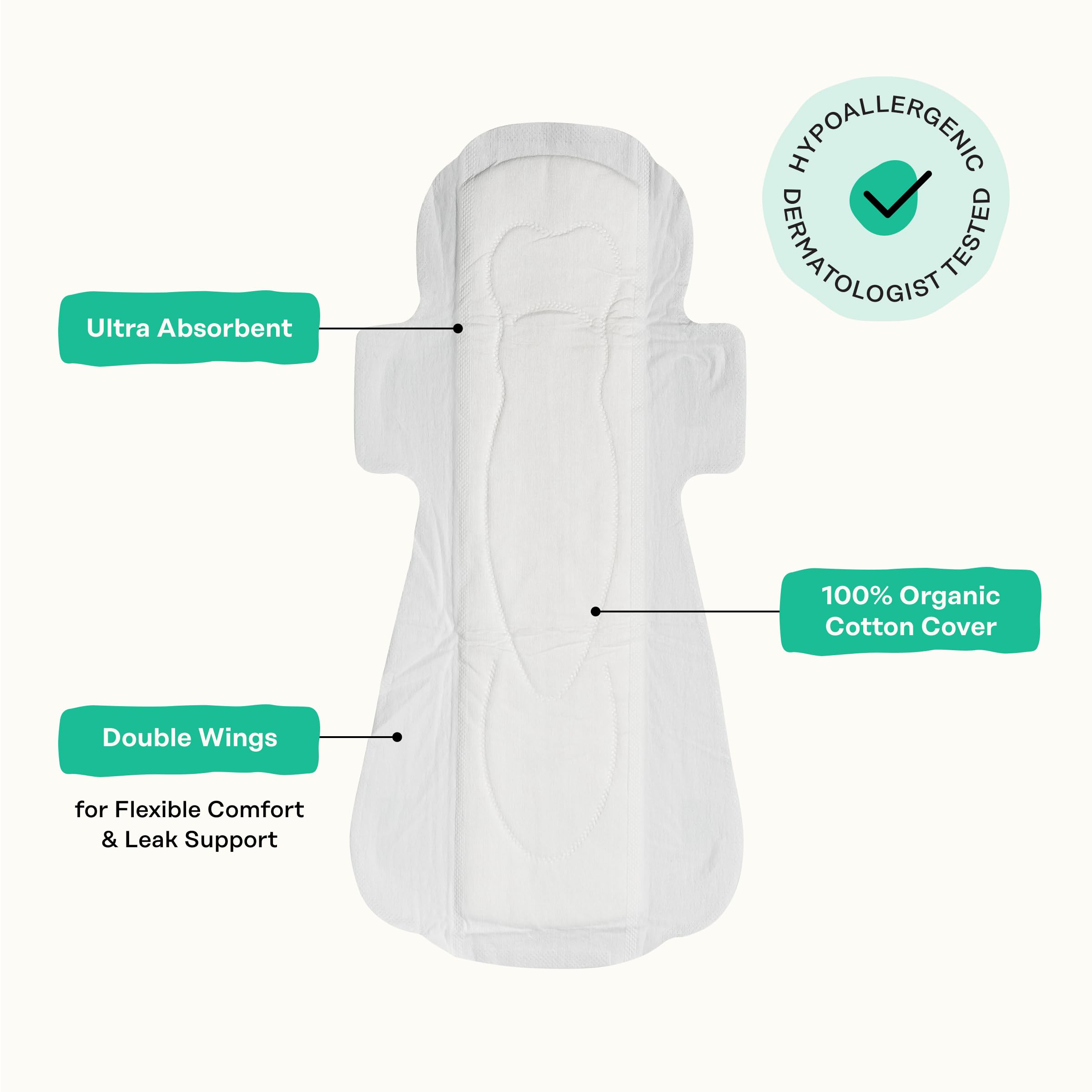 Honey Pot Company herbal infused overnight menstrual pads white ultra absorbent pad with double wings and organic cotton cover