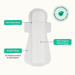 Honey Pot Company herbal infused overnight menstrual pads white ultra absorbent pad with double wings and organic cotton cover