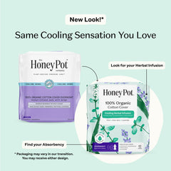 The Honey Pot Company herbal infused overnight menstrual pads 100 percent organic cotton cover with cooling herbs
