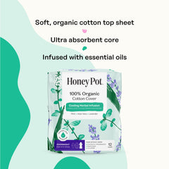 The Honey Pot Company overnight pack of herbal infused overnight menstrual pads with organic cotton cover