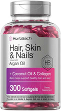 Hair, Skin & Nails supplement bottle, 300 softgels with argan oil and collagen