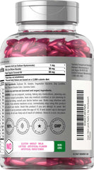 Clear jar of pink softgel hair skin and nails vitamins with biotin capsules with supplement label