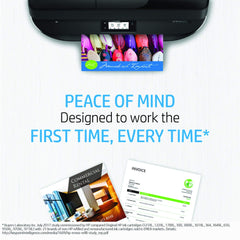 HP printer printing colorful photo showcasing HP 652 tri-color ink cartridge with reliable first-time printing performance