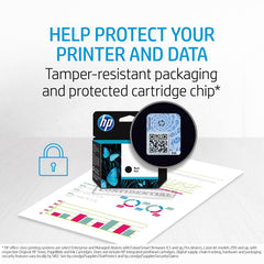 HP 652 tri-color ink cartridge in tamper-resistant packaging with protected cartridge chip