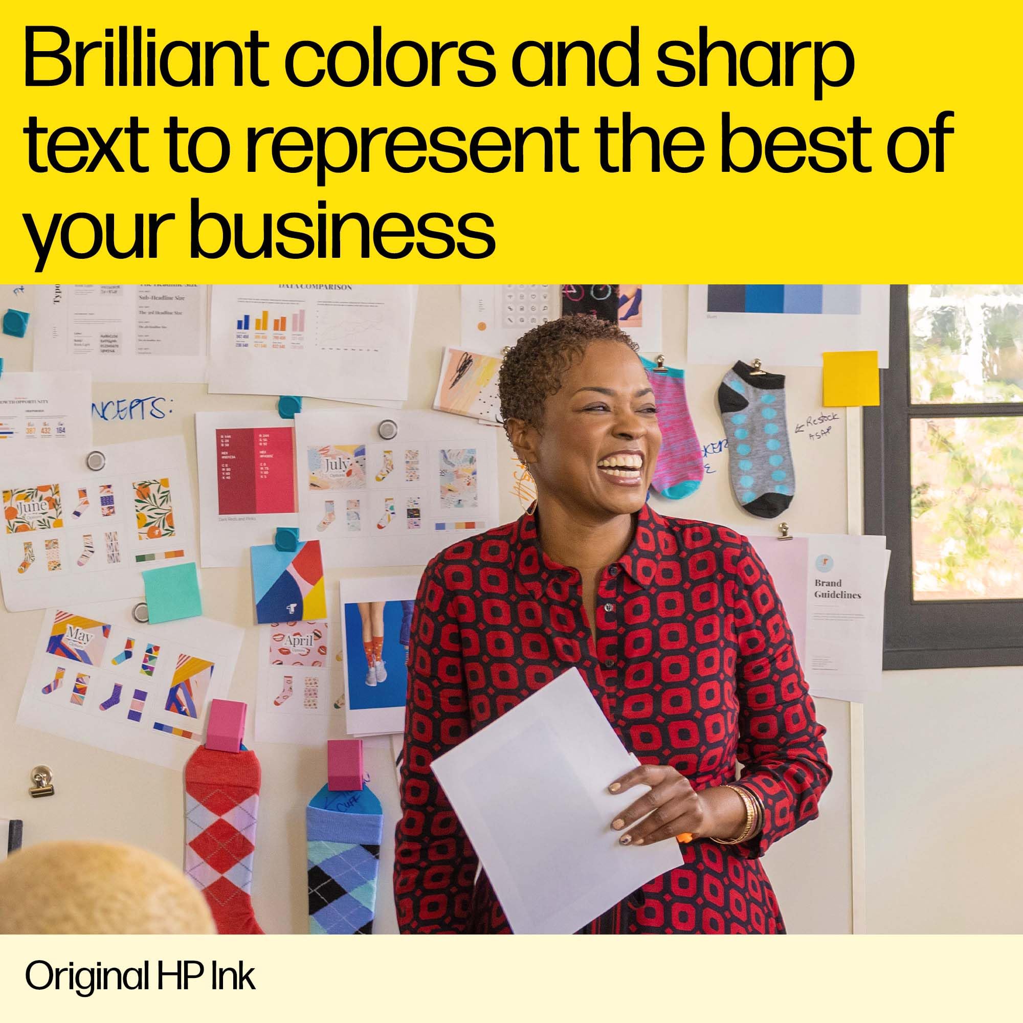 Original HP ink for DeskJet printers showcasing brilliant colors and sharp text for business presentations