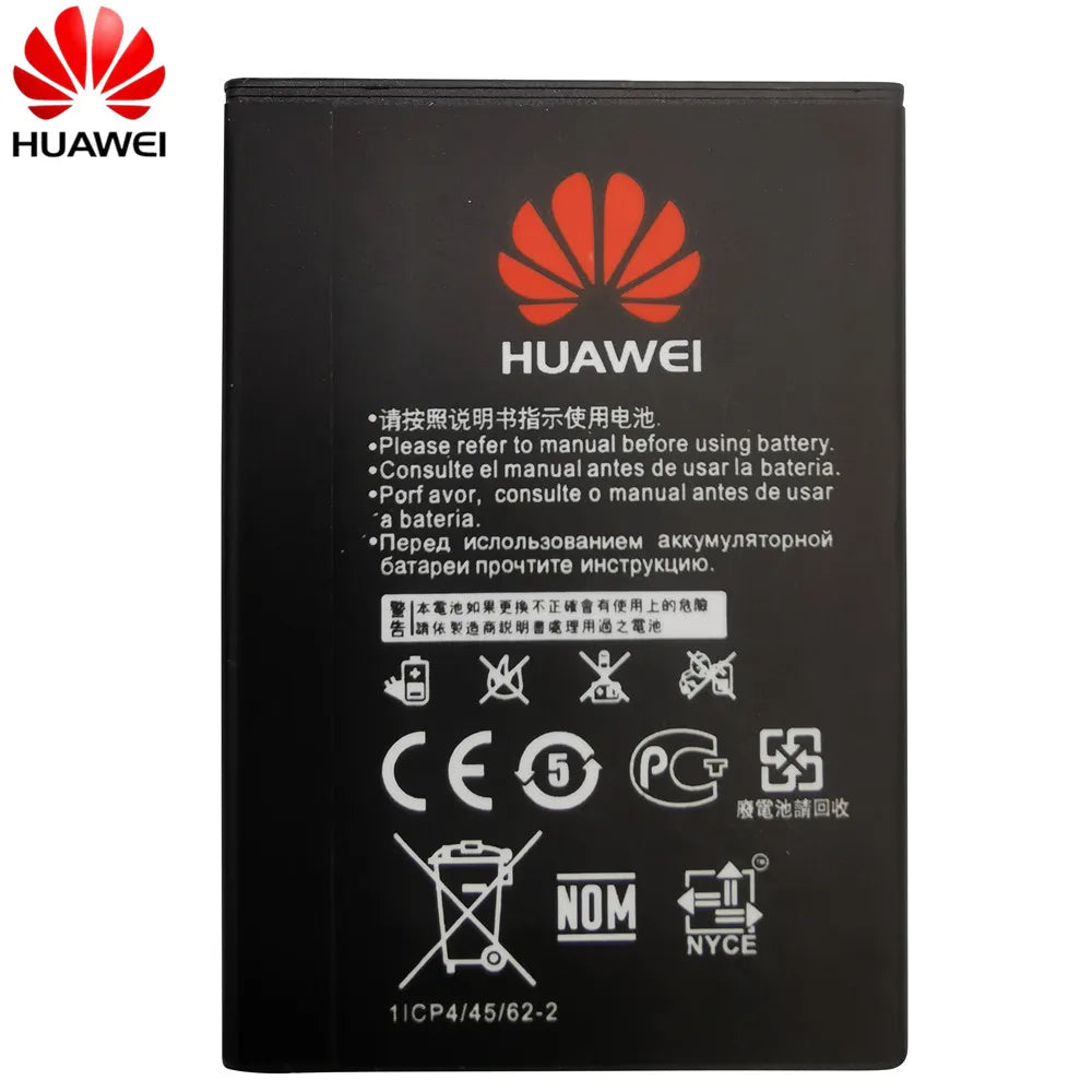 Huawei E5577 battery replacement black battery pack for mobile hotspot with Huawei logo and safety icons
