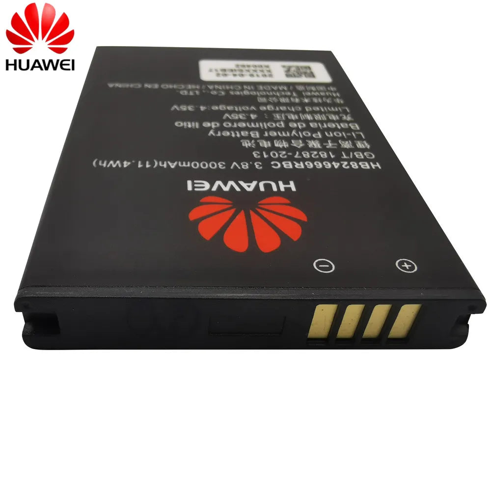 Black Huawei branded rectangular battery with gold contacts for Huawei E5577 battery replacement and portable hotspot backup power
