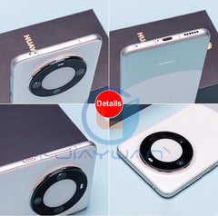 Huawei Mate 60 Pro 5G smartphone UAE close up collage showing circular rear camera module side buttons ports and Huawei branding