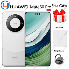 White Huawei Mate60 Pro front and back image showing circular rear camera and accessories Huawei Mate 60 Pro 5G smartphone UAE