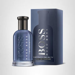 Hugo Boss Bottled Infinite Eau de Parfum in a sleek bottle with a stylish box design