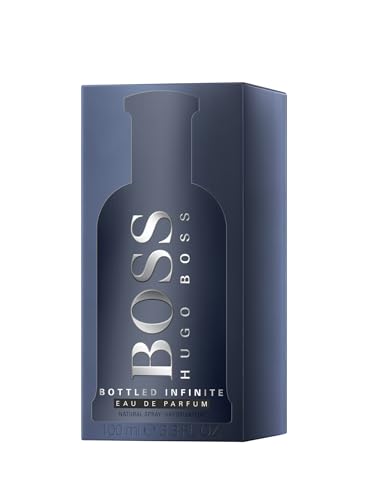 Hugo Boss Bottled Infinite Eau de Parfum in a sleek navy box with embossed lettering