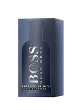 Hugo Boss Bottled Infinite eau de parfum box with embossed bottle shape in navy