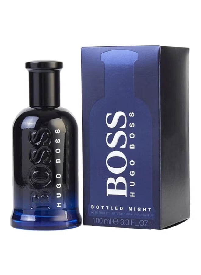 Hugo Boss Bottled Night EDT 100ml in a sleek black bottle with a blue gradient and elegant packaging