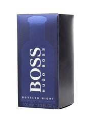 Hugo Boss Bottled Night EDT 100ml packaging in navy blue, showcasing a sleek design for an elegant fragrance.