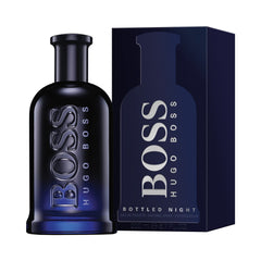Hugo Boss Bottled Night for men 200ml eau de toilette bottle and packaging by Mumzar