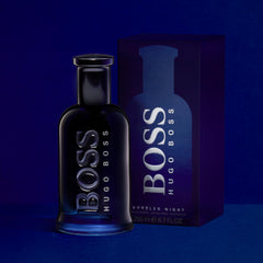 Hugo Boss Eau De Toilette 100ml price showing sleek black and blue bottle with matching box