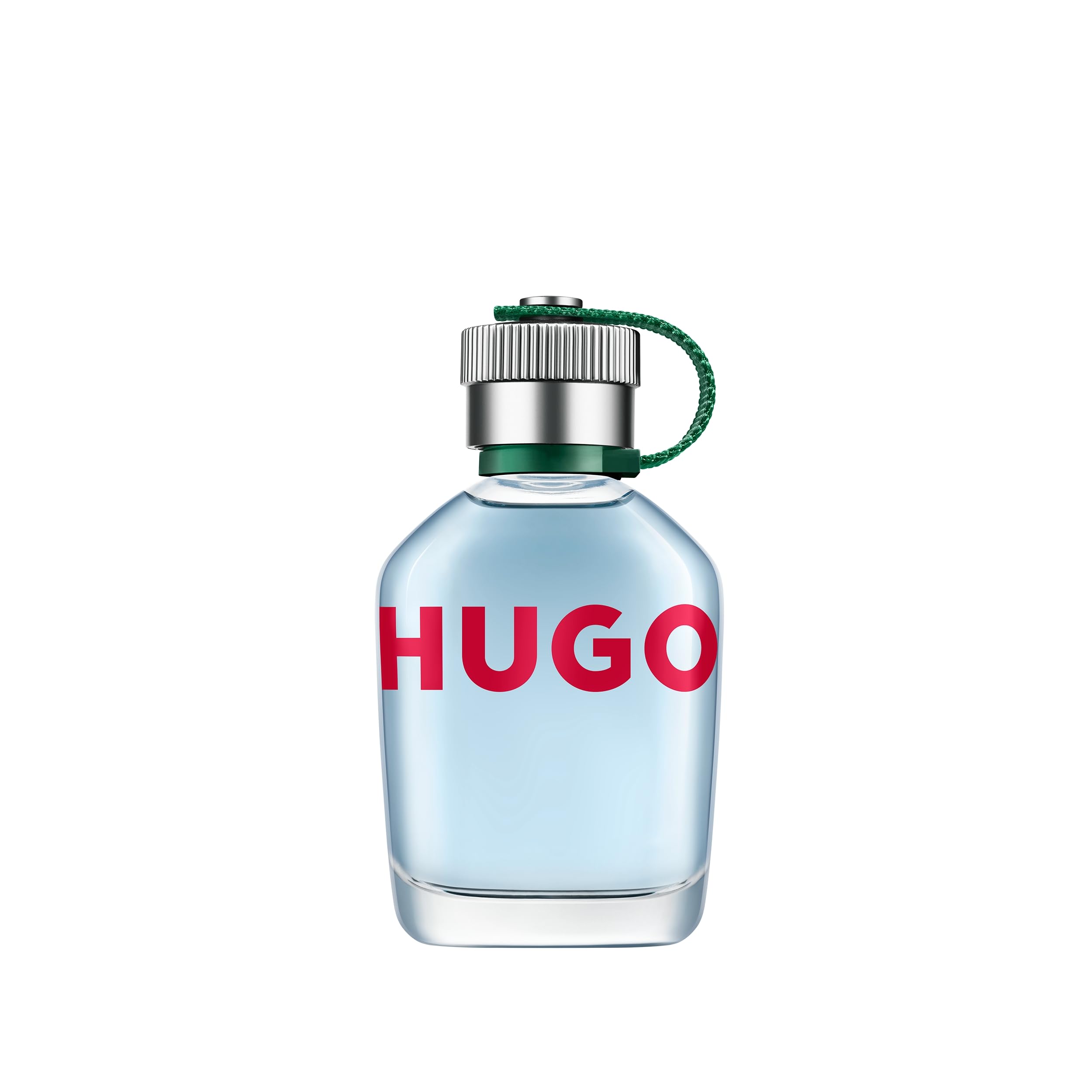 Hugo Boss Man fragrance for men clear glass bottle with silver and green cap by Mumzar