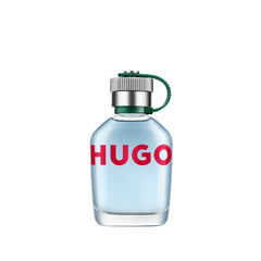 Hugo Boss Man fragrance for men clear glass bottle with silver and green cap by Mumzar