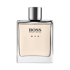 Hugo Boss Orange for men fragrance bottle with silver cap and clear rectangular glass design