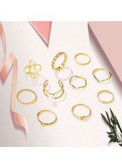 Huitich 10 Piece Gold Tone Ring Set - Elegant Jewelry Collection - Mumzar
