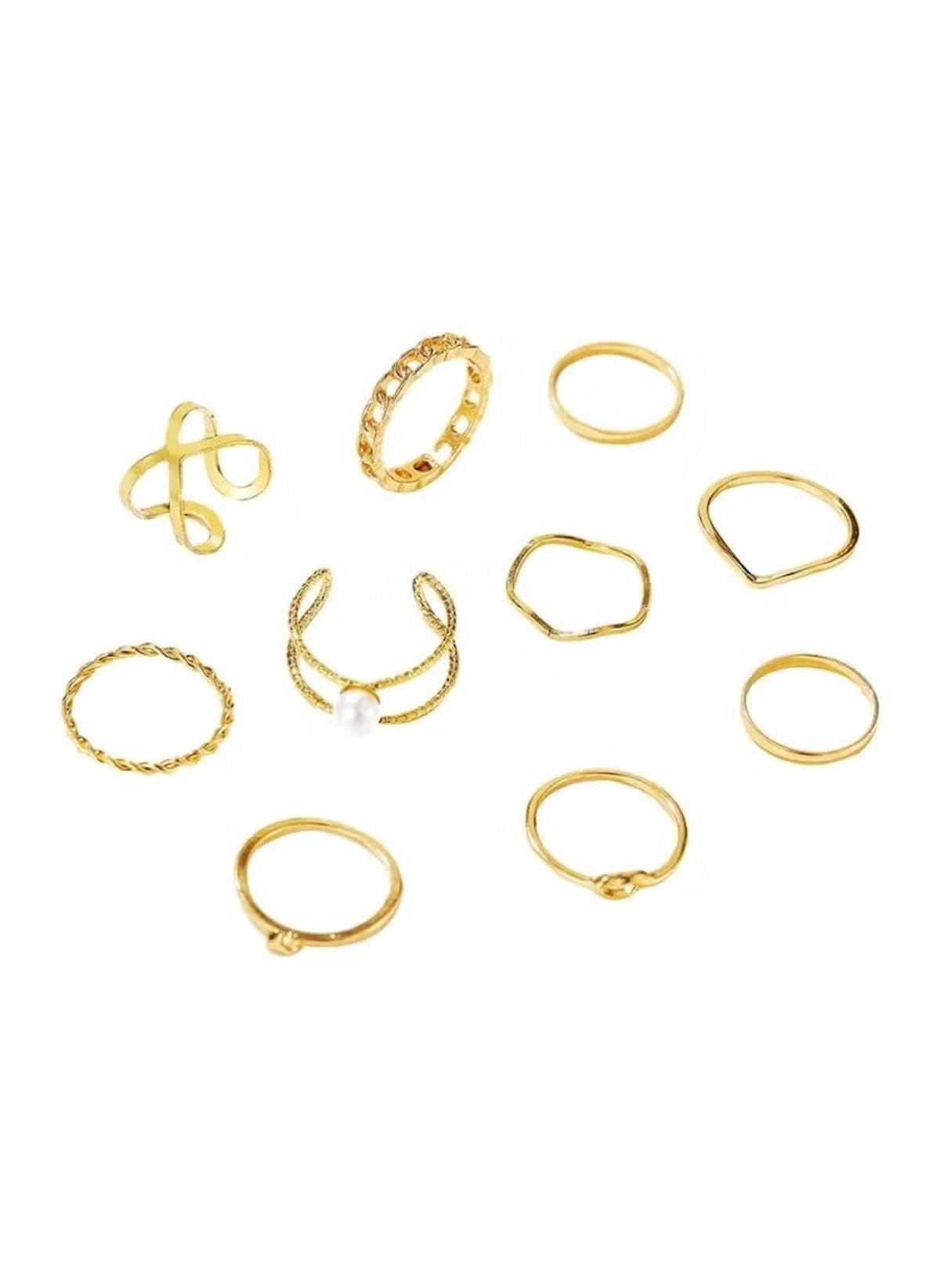 Huitich 10 Piece Gold Tone Ring Set - Elegant Jewelry Collection - Mumzar