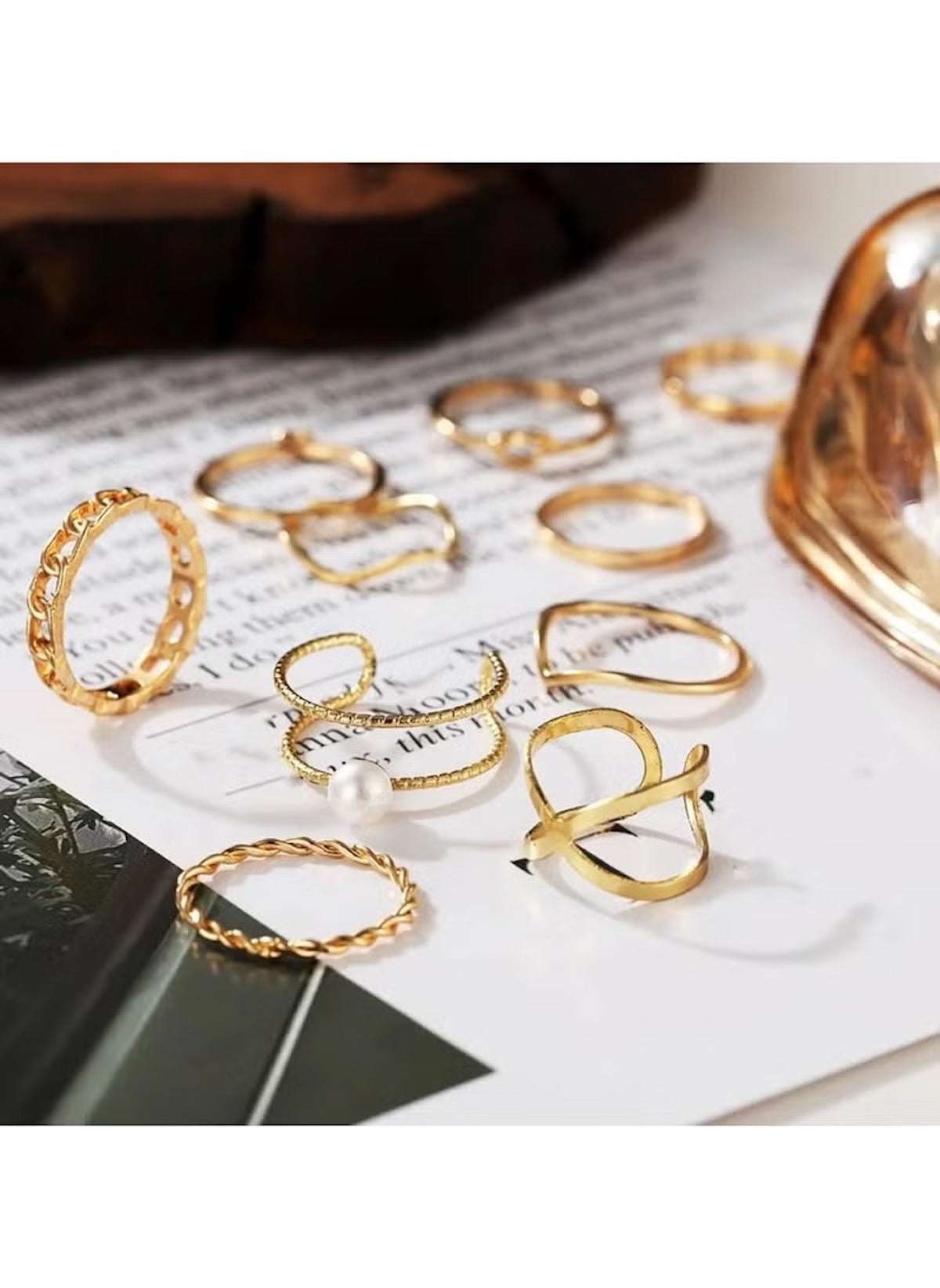 Huitich 10 Piece Gold Tone Ring Set - Elegant Jewelry Collection - Mumzar