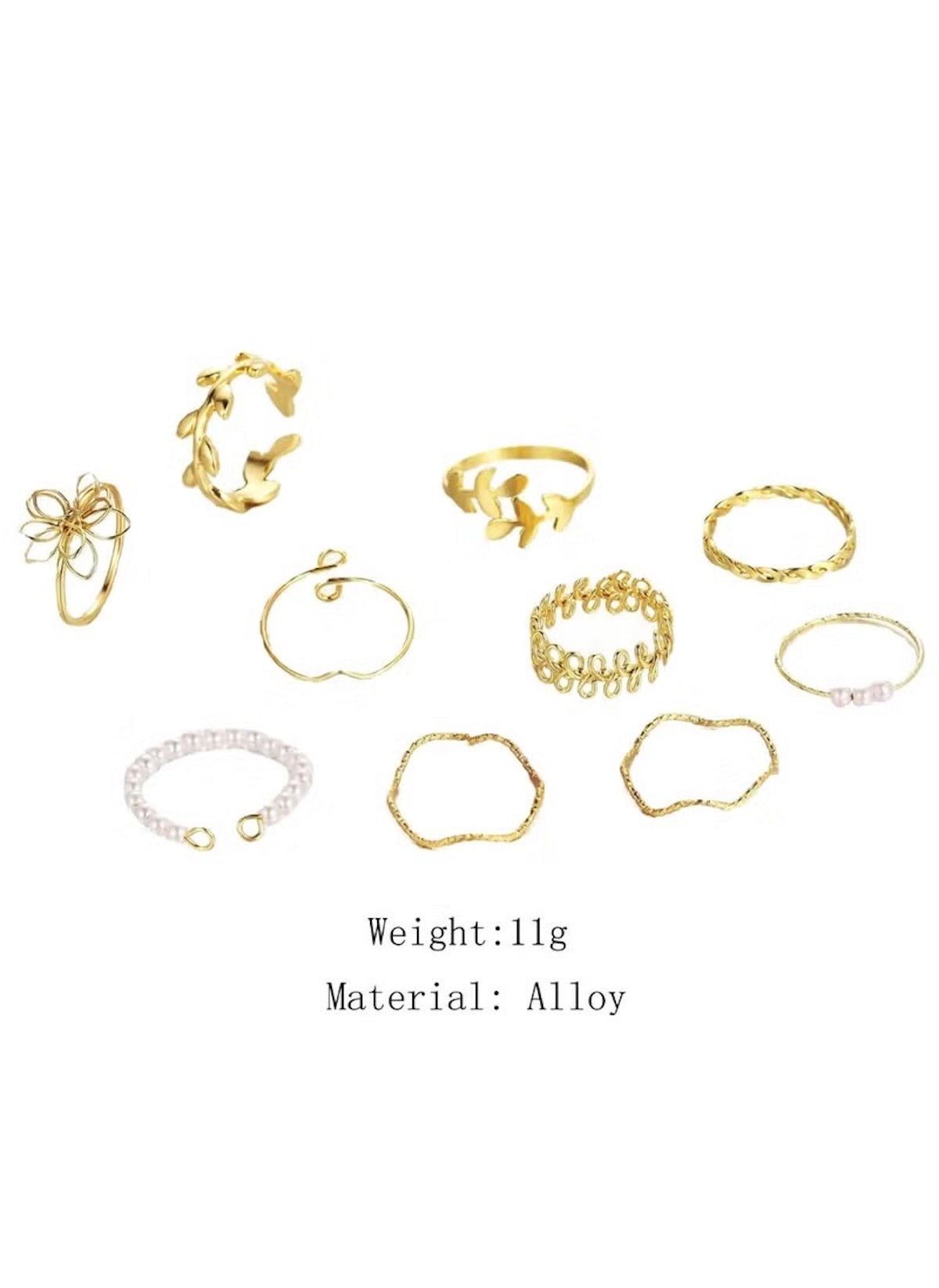 Huitich 10 Piece Gold - Tone Ring Set Elegant Jewelry - Mumzar