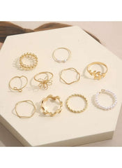 Huitich 10 Piece Gold - Tone Ring Set Elegant Jewelry - Mumzar