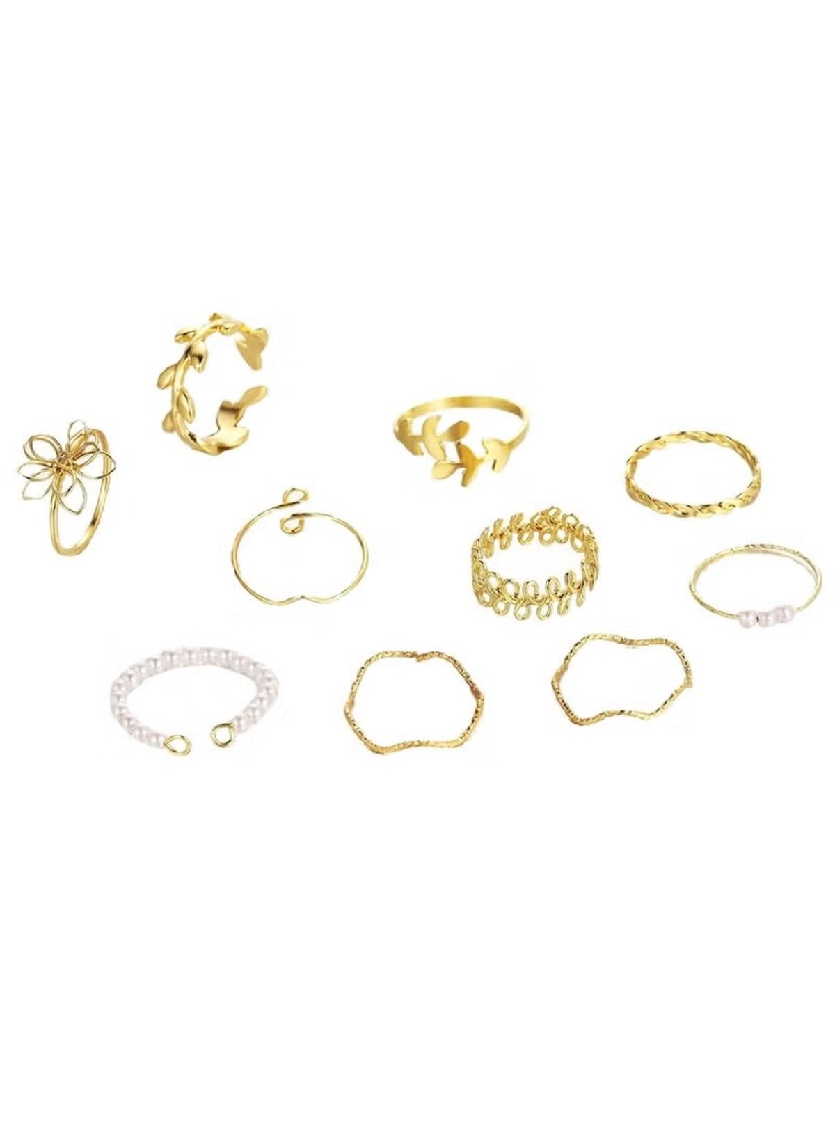 Huitich 10 Piece Gold - Tone Ring Set Elegant Jewelry - Mumzar