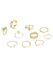 Huitich 10 Piece Gold - Tone Ring Set Elegant Jewelry - Mumzar
