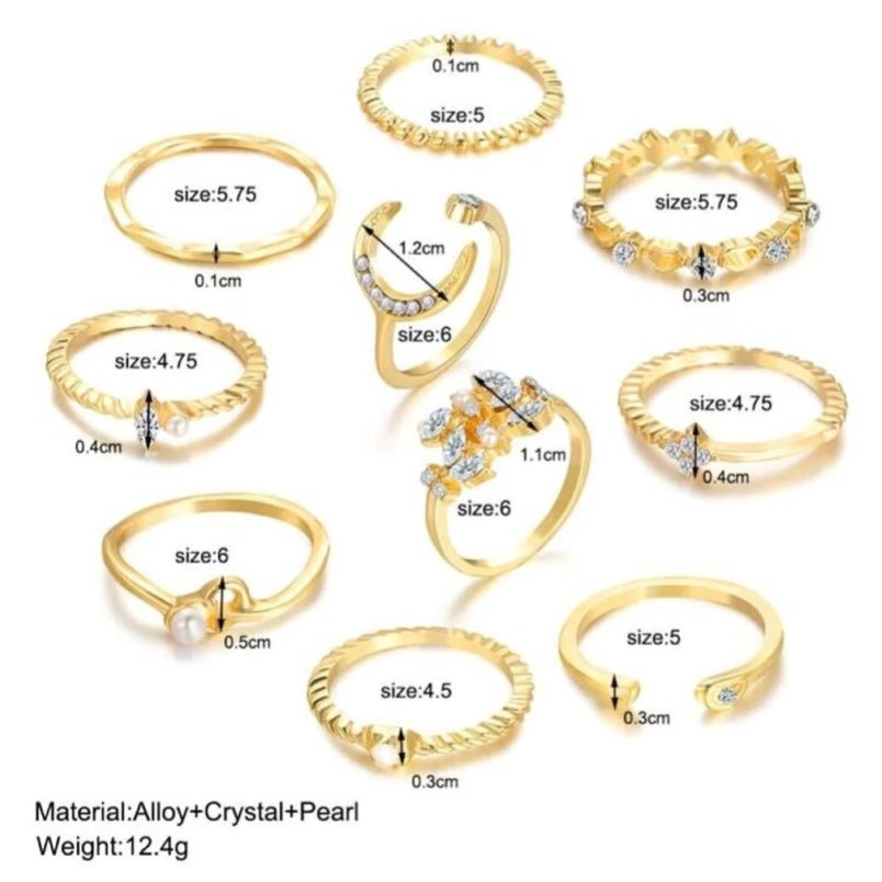 Huitich 10 Piece Stackable Rings Set Gold Tone - Mumzar