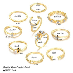 Huitich 10 Piece Stackable Rings Set Gold Tone - Mumzar