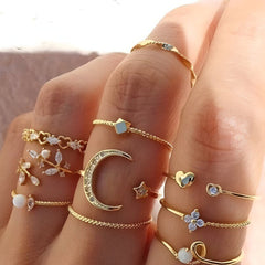 Huitich 10 Piece Stackable Rings Set Gold Tone - Mumzar