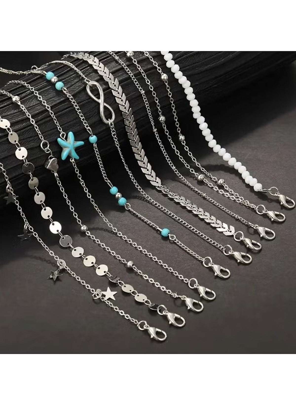 Huitich 11 - Piece Beach Anklet Set with Star & Beads - Mumzar