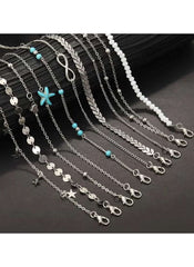 Huitich 11 - Piece Beach Anklet Set with Star & Beads - Mumzar