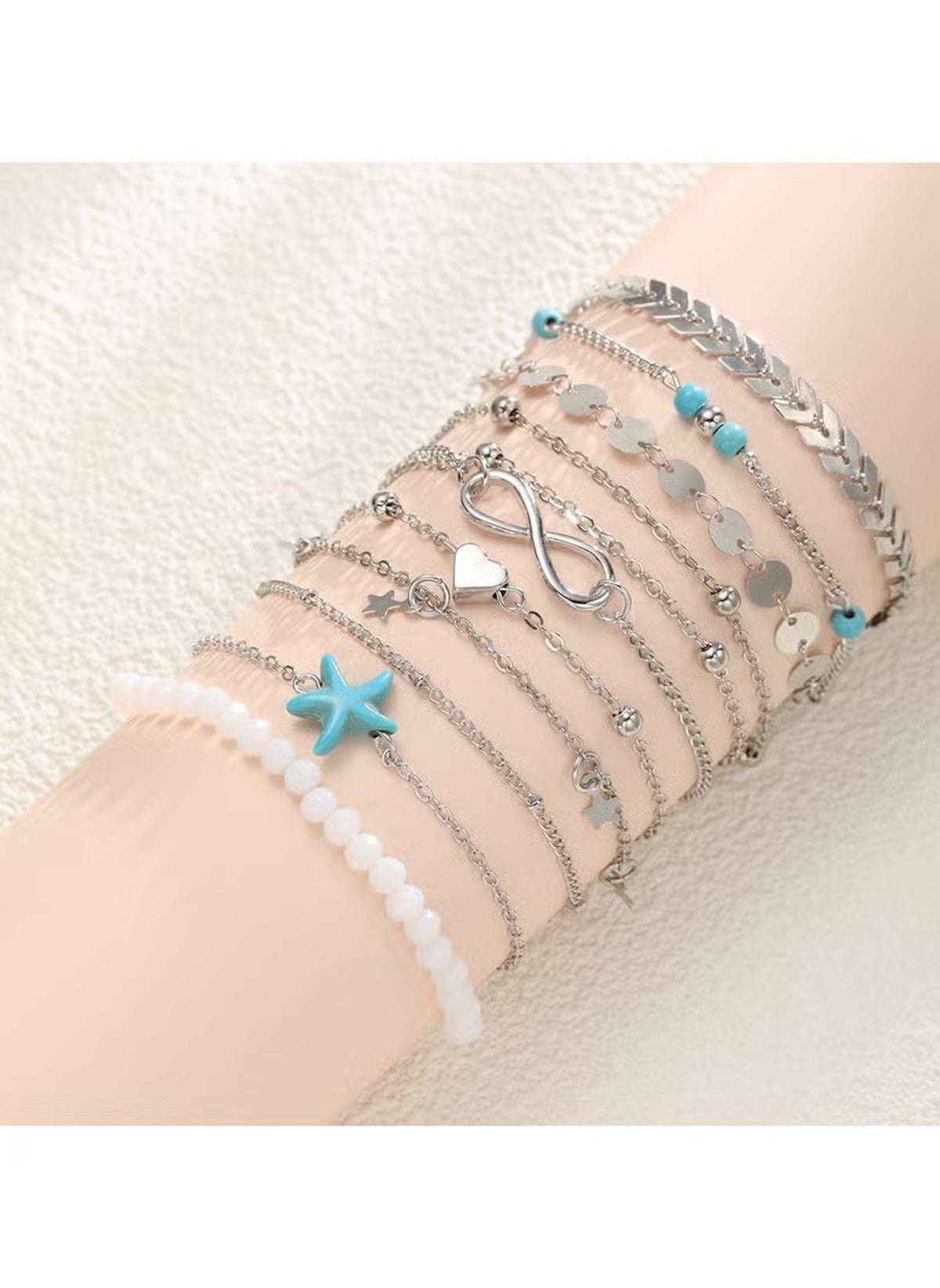 Huitich 11 - Piece Beach Anklet Set with Star & Beads - Mumzar