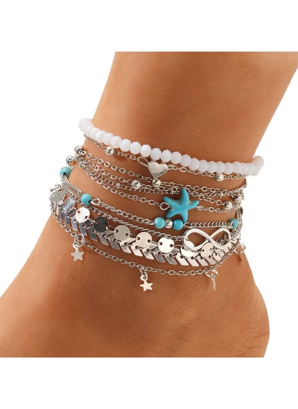 Huitich 11 - Piece Beach Anklet Set with Star & Beads - Mumzar