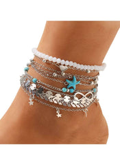 Huitich 11 - Piece Beach Anklet Set with Star & Beads - Mumzar