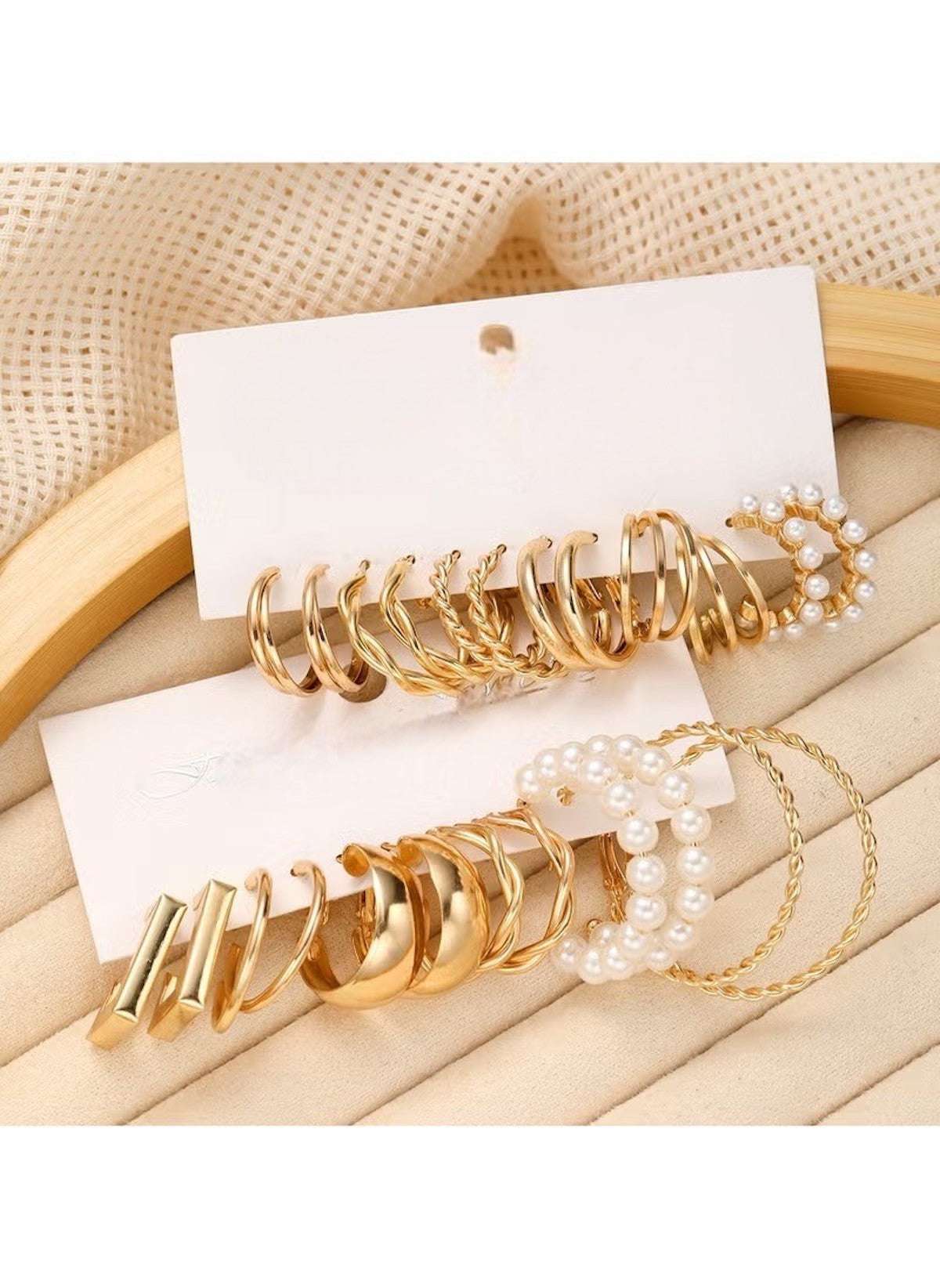 Huitich 12 - piece Gold Hoop Earring Set with Pearls - Mumzar