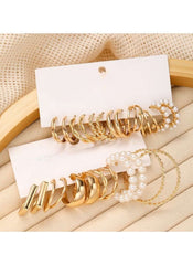 Huitich 12 - piece Gold Hoop Earring Set with Pearls - Mumzar