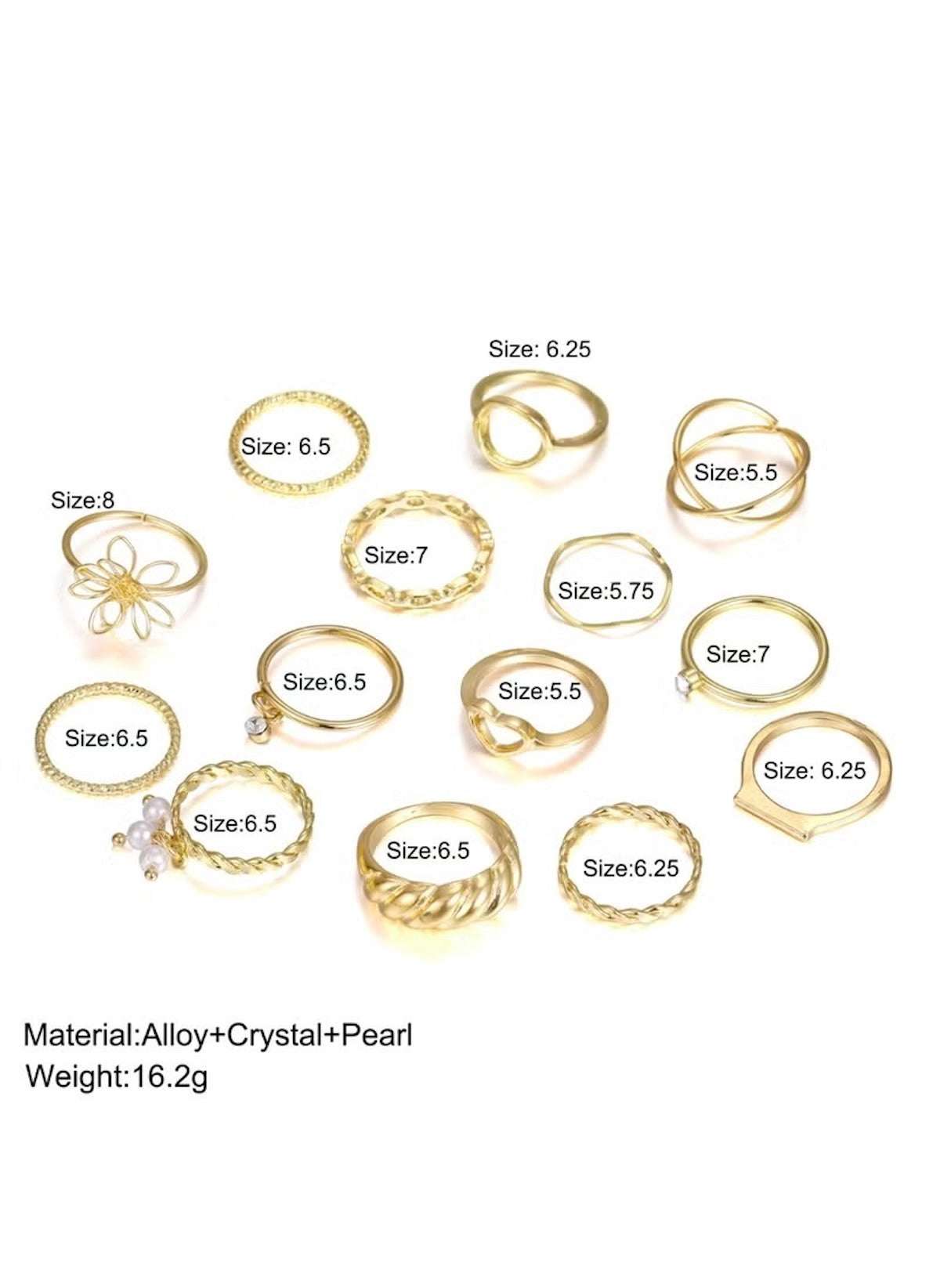 Huitich 14 Piece Gold Ring Set Elegant Jewelry Collection - Mumzar