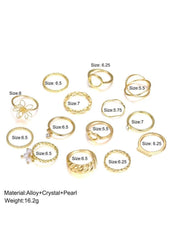 Huitich 14 Piece Gold Ring Set Elegant Jewelry Collection - Mumzar