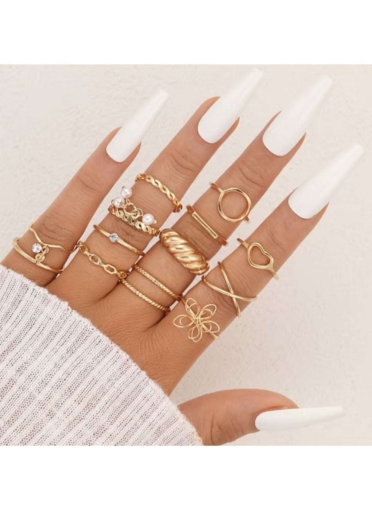Huitich 14 Piece Gold Ring Set Elegant Jewelry Collection - Mumzar