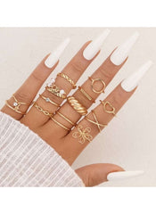 Huitich 14 Piece Gold Ring Set Elegant Jewelry Collection - Mumzar