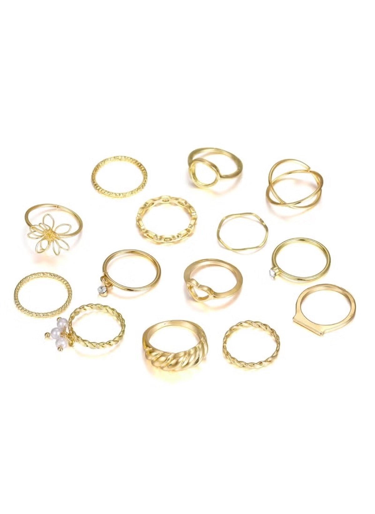 Huitich 14 Piece Gold Ring Set Elegant Jewelry Collection - Mumzar