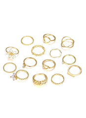 Huitich 14 Piece Gold Ring Set Elegant Jewelry Collection - Mumzar