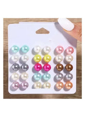 Huitich 15 - Pair Pearl Earrings for Women Multicolor Set - Mumzar