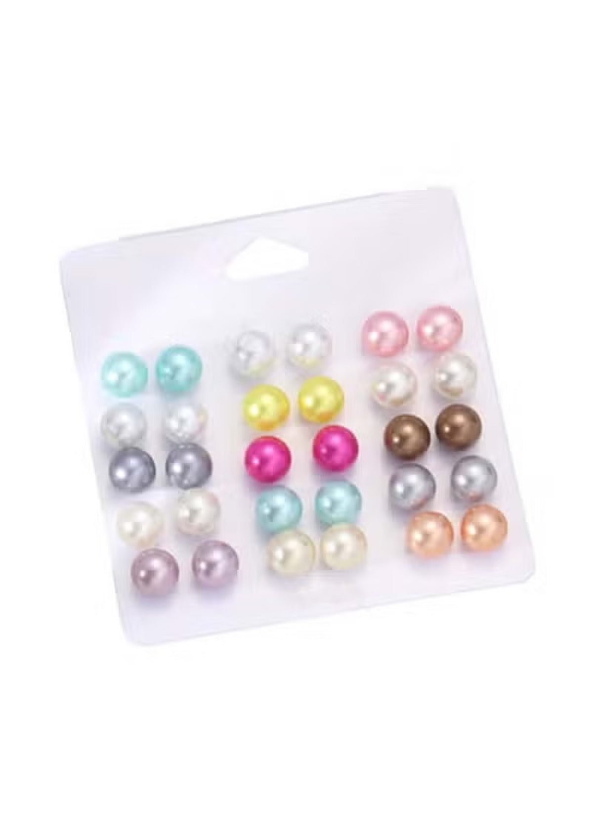 Huitich 15 - Pair Pearl Earrings for Women Multicolor Set - Mumzar