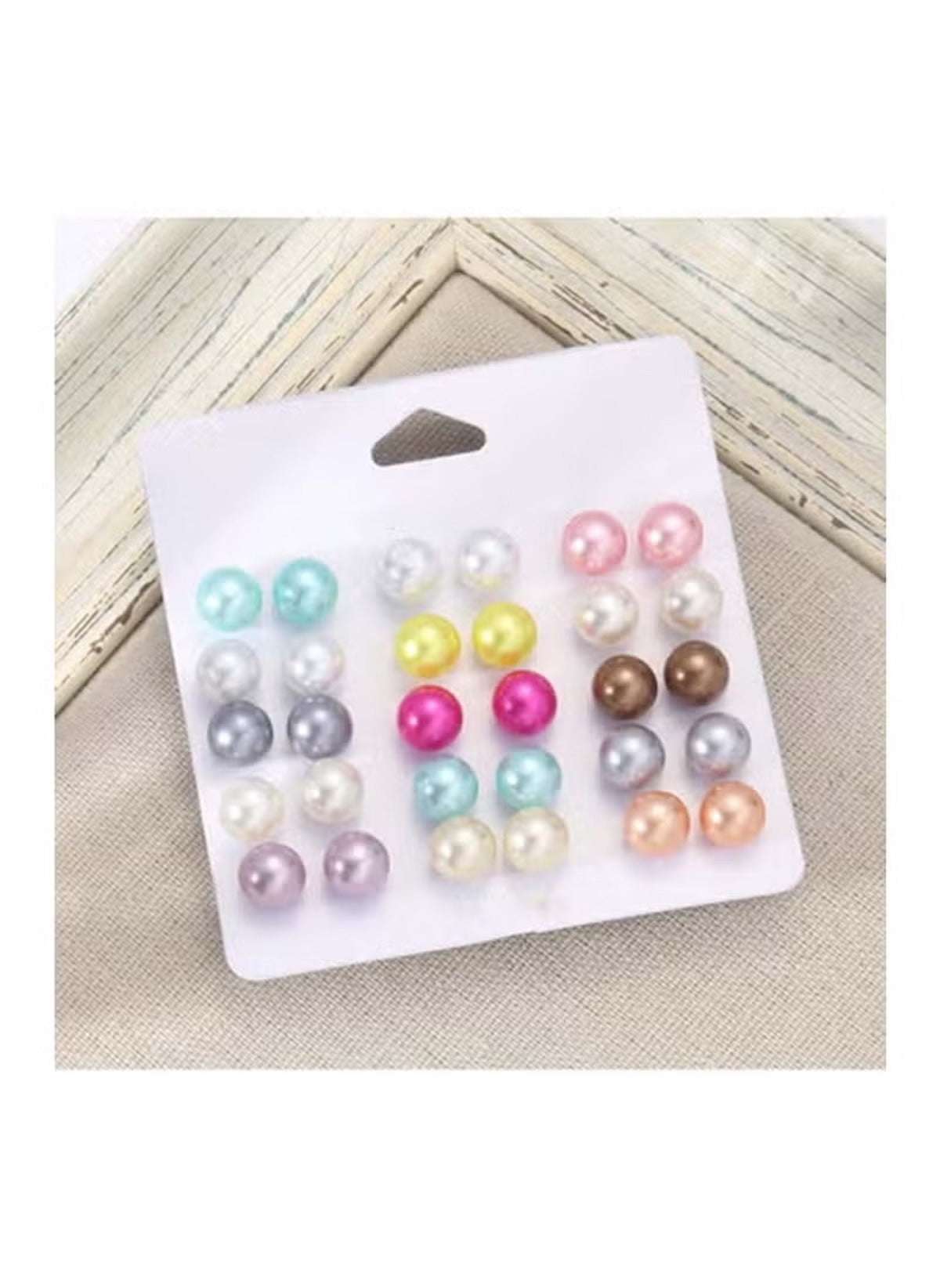 Huitich 15 - Pair Pearl Earrings for Women Multicolor Set - Mumzar